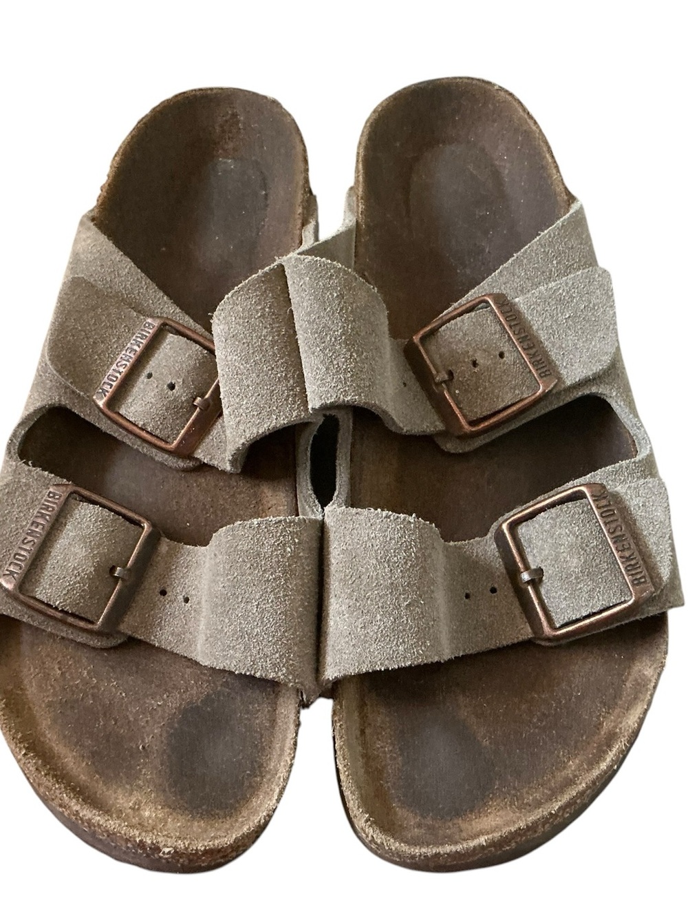 Vtg Birkenstock Arizona soft footbed sandals in taupe size 38